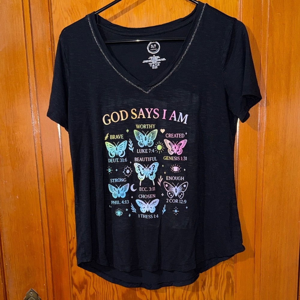 Maurice’s Black Graphic Tee with Inspirational Butterflies